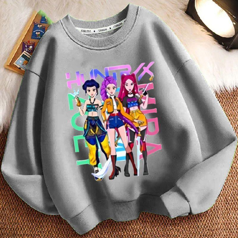 Children's Trendy Witch Hunt Team Hoodies for Autumn and Winter, Casual Long-sleeved Round-neck Hoodies for Boys and Girls