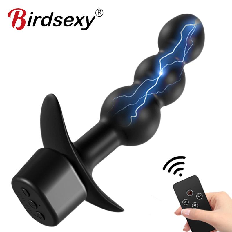 Electric Shock Anal Plug G-Spot Vaginal Massager Wireless Remote Control Sex Shop 12 Modes Masturbator Sex Toys for Men Women