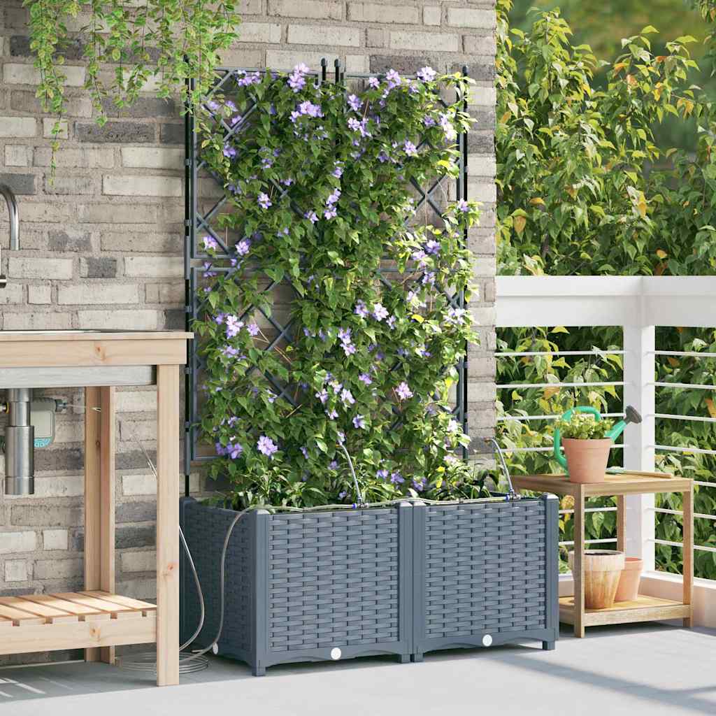 Garden Planter 2 Pcs Light Grey 80 X 40 X 142 Cm Plastic