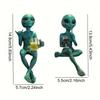 2pcs Green Alien Drinking Resin Figurine with Red Wine&Beer -Green-Skinned Alien Collectible Statue, / Sci-Fi Decor for Living Room,Office,Bookshelf