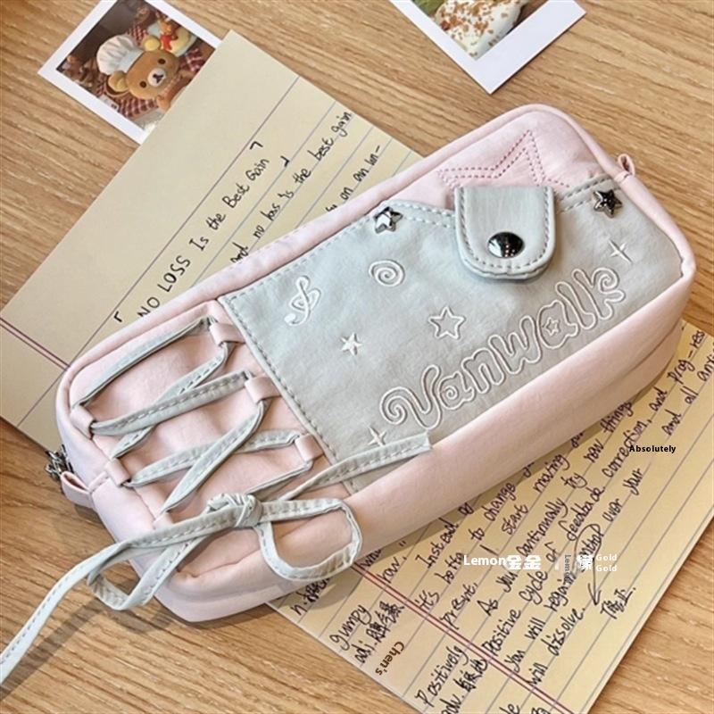 Ins Cute Pen Bag Large-Capacity Multi-Layer Student Pencil Box Stationery Pouch Organizer School Stationery Supplies Pencil Case