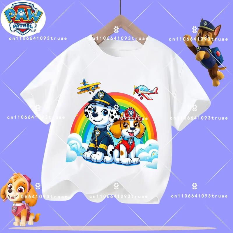 2026 Summer T-Shirt Cartoon Print Paw Patrol Children's Short Sleeve Boys' Sports Shirt Girls' Casual Top Cartoon Print