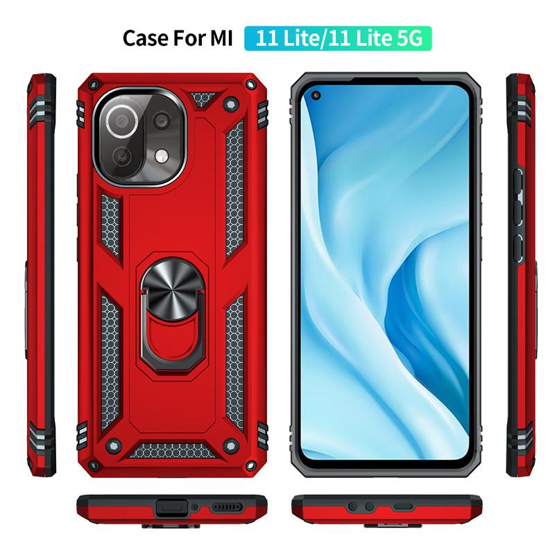 Shockproof Rugged Magnetic Ring Stand Fundas TPU Bumper Cover for Xiaomi Mi11 Mi 11 Pro Mi11 Lite 5G Case Coque Protective Shell