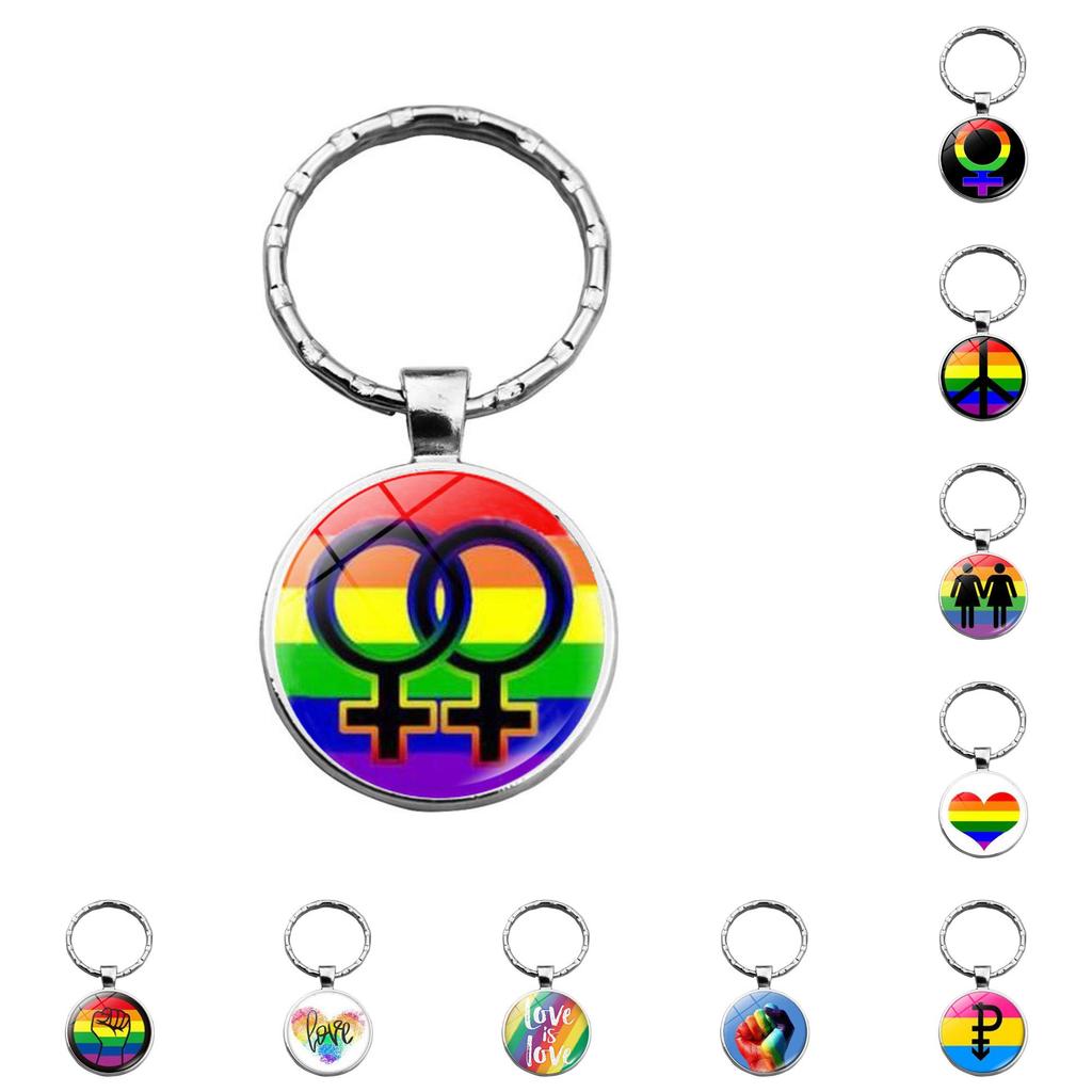 Rainbow Lgbtq Keychain Creative Couple Gift Modern Style Zinc Alloy Key Ring Bag Decoration Xswx4626-1