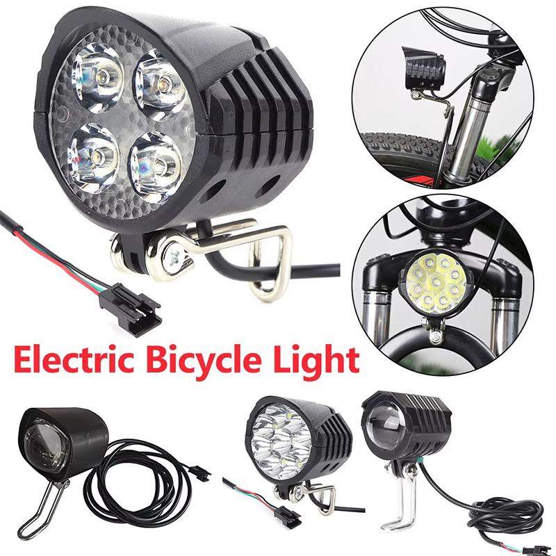 36-72V Światło do Roweru Elektrycznego z Klaksonem 12W LED Przednie Światło do Hulajnogi Elektrycznej Wodoodporny Reflektor Rowerowy do E-Roweru