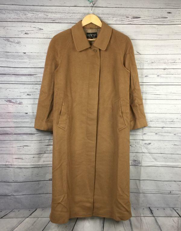 

Japan Vintage Heaenh Cashmere Coat Outer 9 Women M Brown Single Concealed Button Cupra Lining