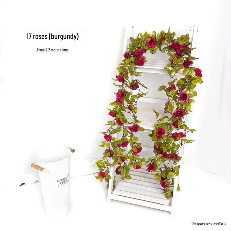 Artificial Rose Flower Vine for Indoor Decoration: Ceiling Hanging & Living Room Decor