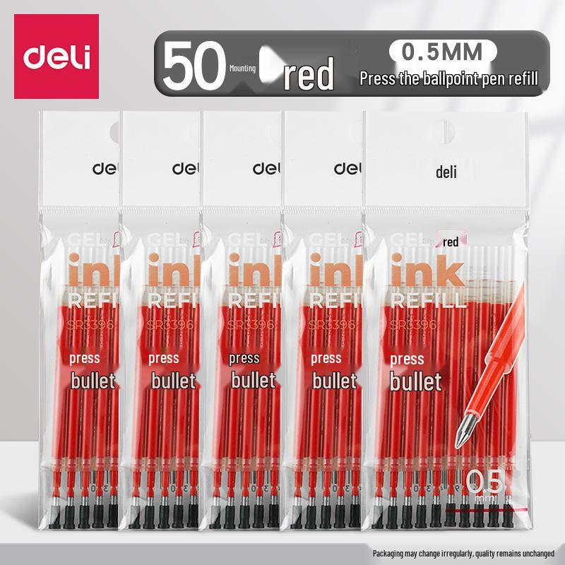 Deli Student Special 0.5mm Black Bullet Tip Refill, Smooth, Large Capacity for Exams & Signing