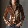 2025 Women's European-American Printed Lapel Single-Breasted Jacket Suit