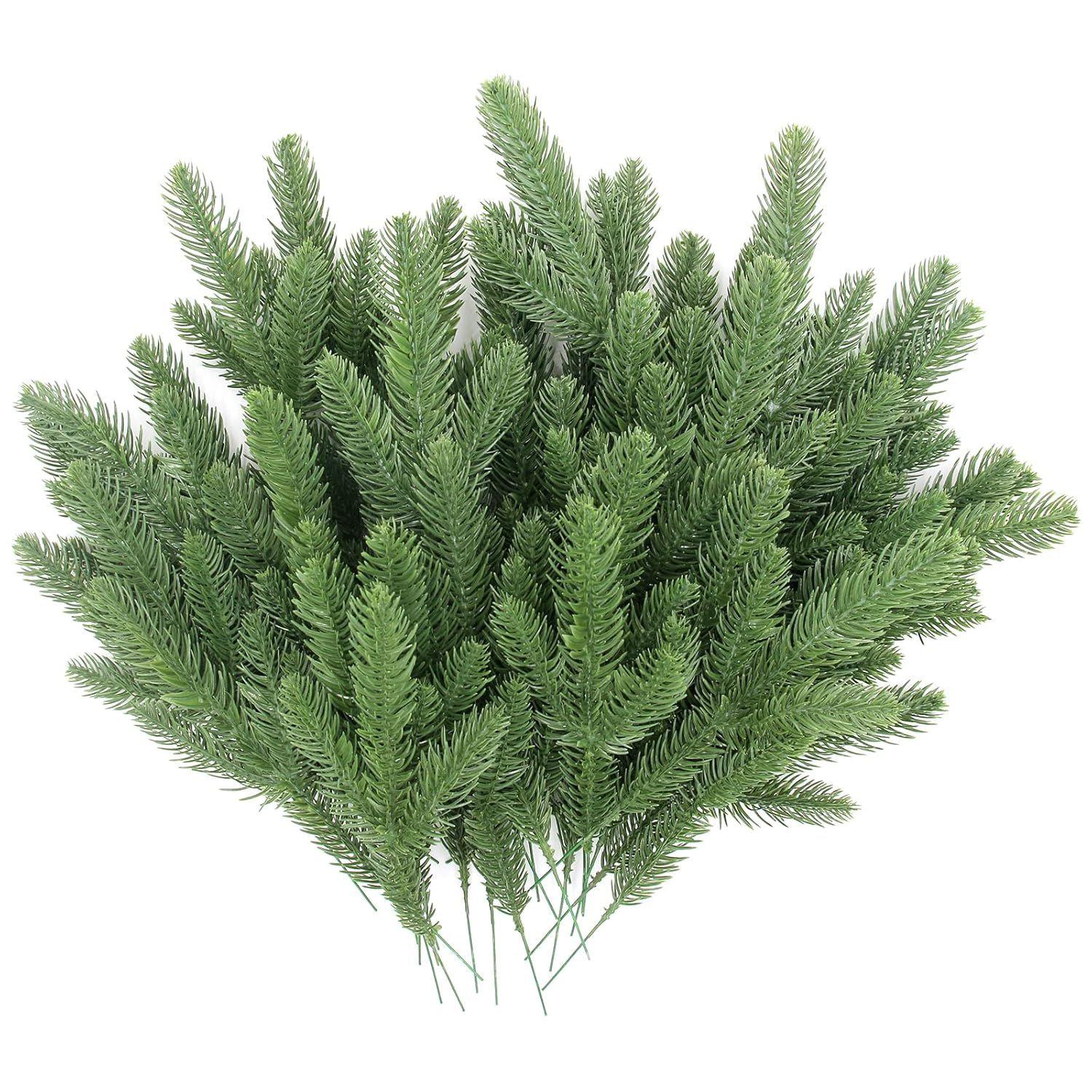 

30pcs Realistic Pine Branches for Christmas Decoration 10inches Pin Needle Branches Home Decor DIY Christmas Realistic Green Decoration