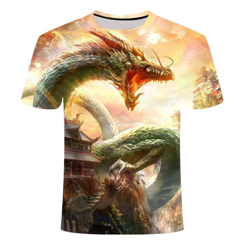Summer Dragon T-Shirts Animal 3D Print Men Women Round Neck Short Sleeve T Shirt Casual Hip Hop Top Harajuku Tees Man Clothing
