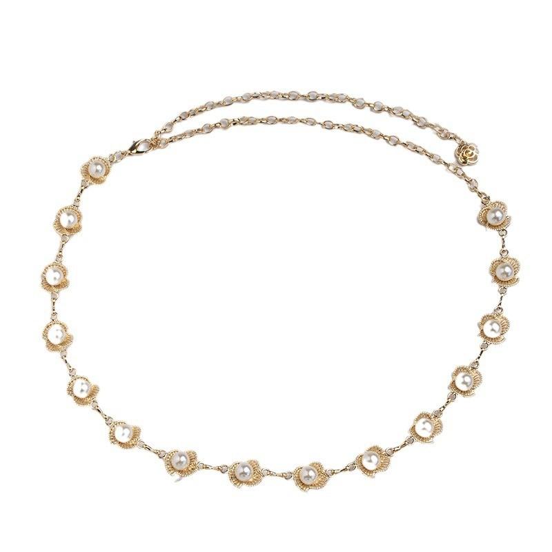 Gold Silver Pearl Waist Belt With Floral Design For Elegant Women Gift Idea