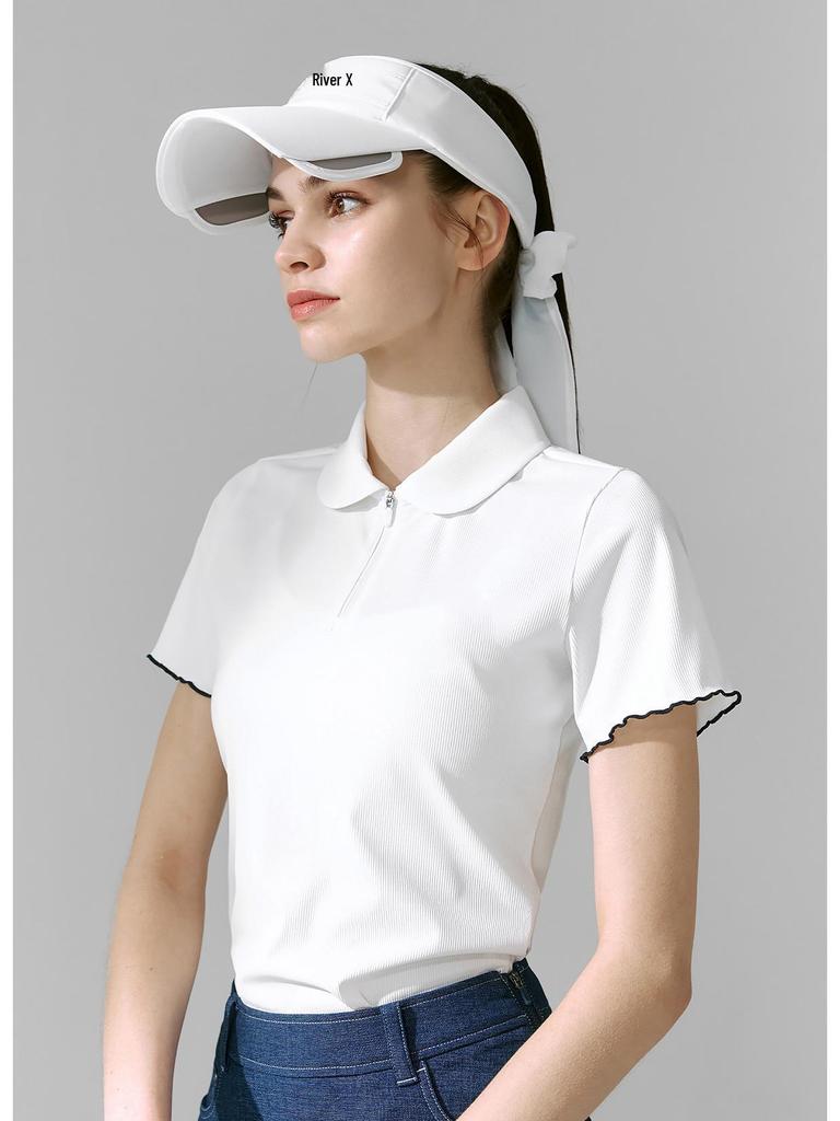 Bingse Women's Spring/Summer POLO Yoga & Sports Top - Short Sleeve for Golf & Tennis