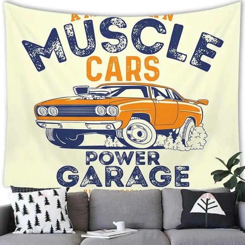 American Retro Car Tapestry Office Living Room Tapestry Home Wall Decoration Tapestry