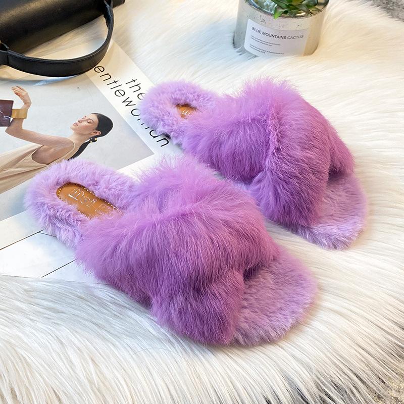 

Тапочки женские 2025 осень новая мода уличная одежда обувь Мао Мао универсальная корейская версия студенты зима беременные женщины шикарный хлопок швабра 32 фиолетовый