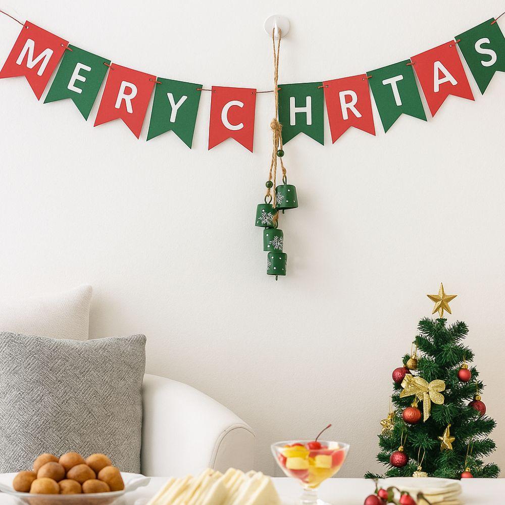 Snowflake Wall Hanging Bells Vintage Creative Bells Pendant Christmas Tree Bells String  Xmas Tree
