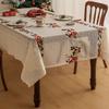 Christmas Lace Tablecloth Embroidered Santa Claus Xmas Bell Table Cloth Festive Dining Table Cover for Holiday Home Dinner Party Decor