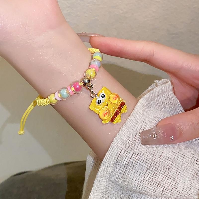Adjustable Acrylic Cartoon Character Pendant Bracelet Braided Rope Bracelet Jewelry Friendship Bracelets for Girls Women