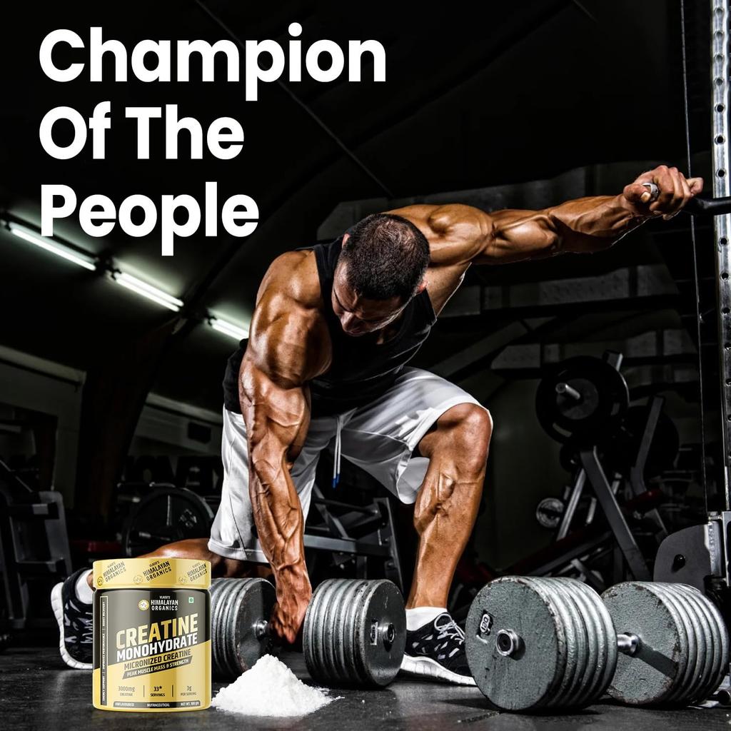Vlado's Himalayan Organics Pure Micronised Creatine Powder 33 Servings Pre Post Workout Energy & Muscle Gain
