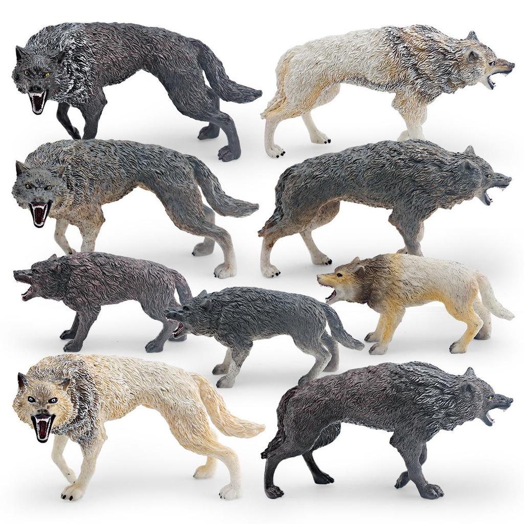 Wild Animal Wolf Family Model - Children's Educational Toy Set with Male, Female, and Cub Wolves