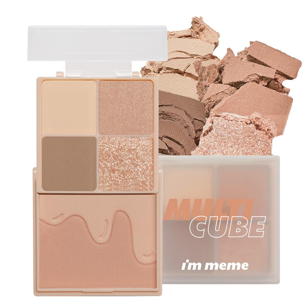 

meme Official Mini Palette Multicube Double 4 Eyeshadows 1 Natural [i m Store] 2-in-1 (Vanilla Shot) & Blush, Portable, Color, Multi-Purpose, 7.6g