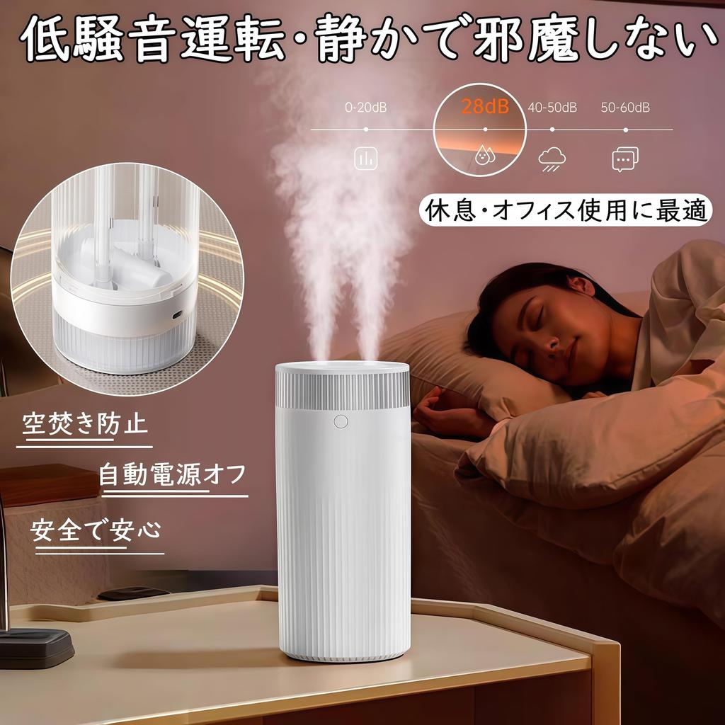 Mutenye Compact Tabletop Large Capacity Dual LED Quiet 3 Adjustable USB Pollen Compact and Suitable for and Home Use Humidifier, 1200ml, Outlets,