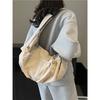 Canvas tas voor dames, grote capaciteit 2026 nieuwe zomer veelzijdig, niche design, enkele schouder crossbody tas, geplooide dumpling tas