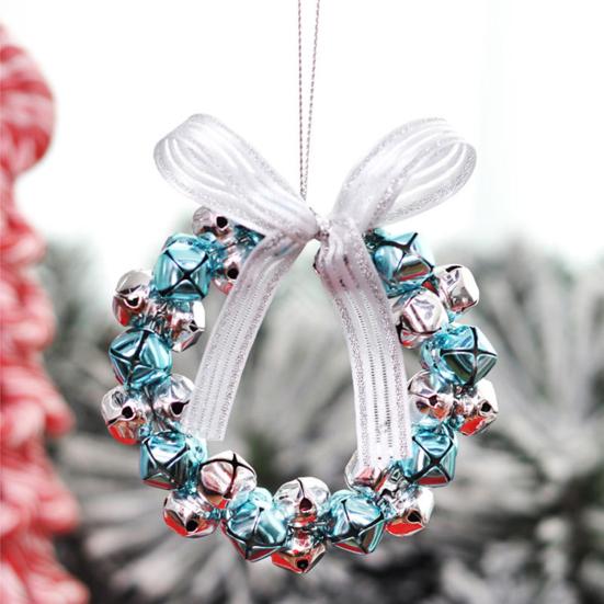 Bell Wreath Christmas Beaded Bell Wreath with Bow Small Jingle Bell Garland Ornament for Christmas Home Tree Decor