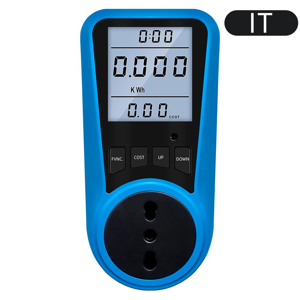 Digitaler Strommesser AC 230V Strommessgerät Voltmeter Zeit Watt Leistung Energie Tester 50Hz Steckdosenanalysator EU US UK AU FR BR IT Stecker