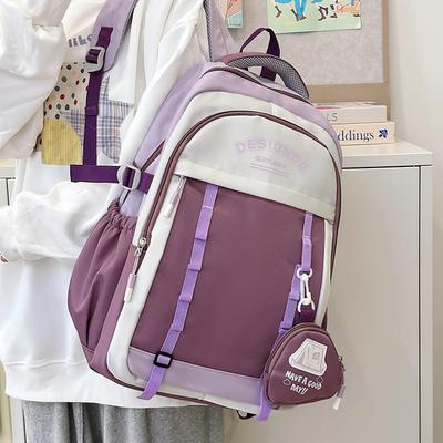 Primary School Students' Large Capacity Contrasting Color Simple Japanese Backpack New Style Junior High School Students Travel Backpack