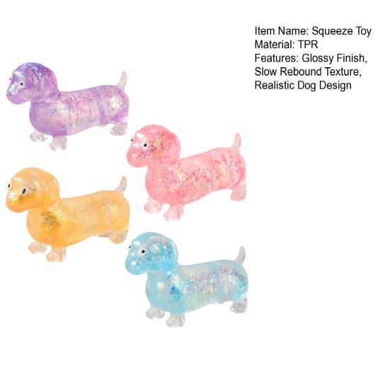 1/4Pcs Stress Relief Toy Glossy Finish Soft Slow Rebound TPR Material Dachshund Squeeze Toy Animal Decompression Toy