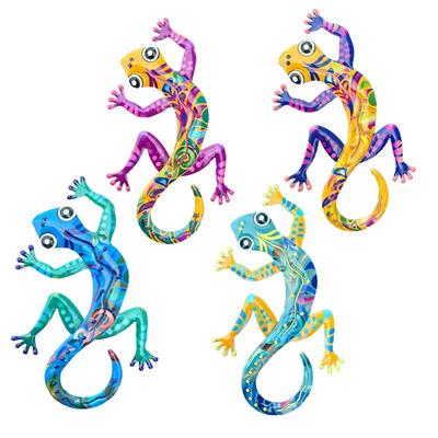 1pc Creative Iron Art Colorful Lizard Wall Hanging Home Metal Crafts Colorful Gecko Wall Decoration