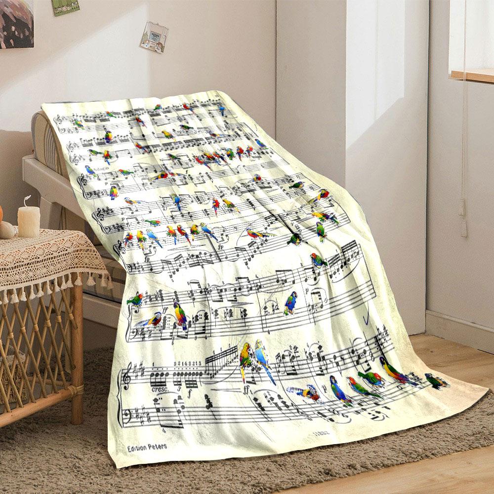 Parrot Music Note Blanket Bedroom Blanket for Livingroom Couch Lunch Break Soft Throw for Friend's Festival Gift