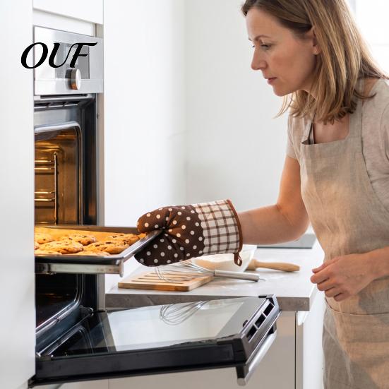 Quilted Cotton Cooking Gloves for Baking Oven Mitts, Heat Resistant Kitchen Women, 100% Anti Scald Pot Holders Microwave Non-Slip Padded & Thermal