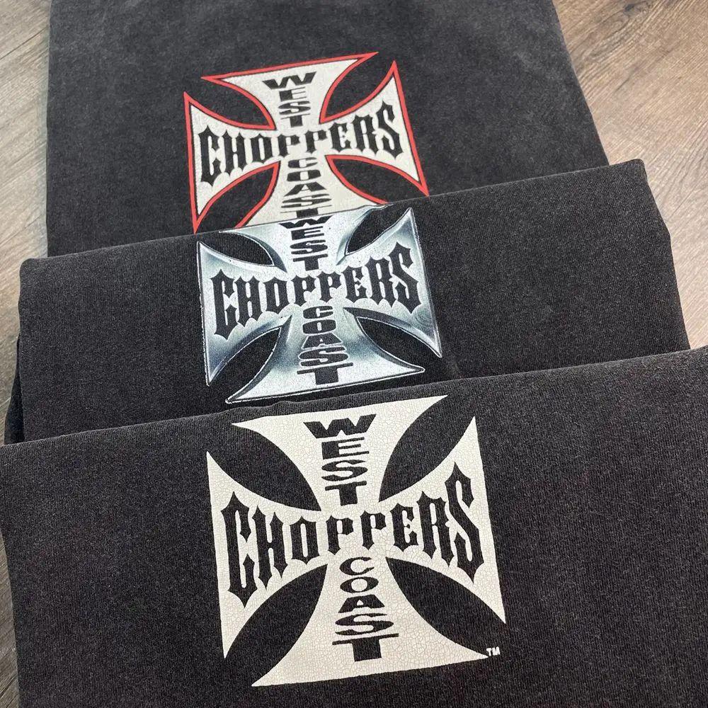 T-shirt Lavata Stampata Y2k Vintage West Coast Choppers Cotone Lavato Stile Retro Vestibilità Larga Casual Streetwear Unisex