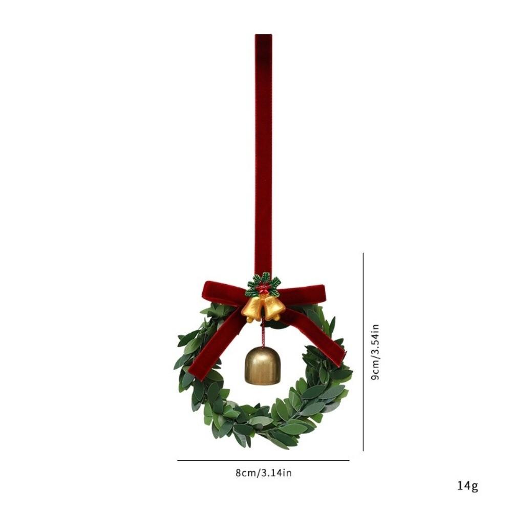 Artificial Green Leaves Christmas Bell Pinecone Velvet Bow Xmas Wreath Christmas Decorations Christmas Gift