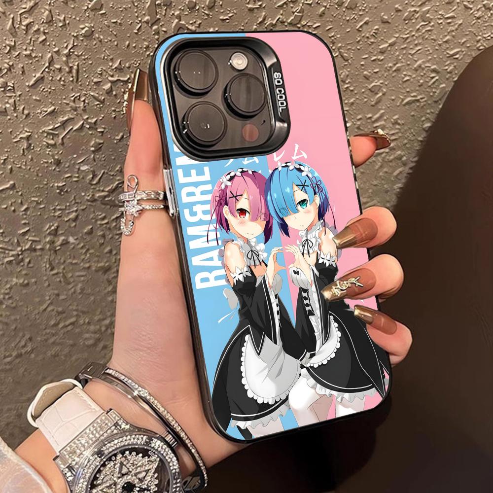ReZero Rem Ram Durchsichtige Handyhülle für iPhone 17 16 15 14 13 12 11 X XR XS Air Pro Max Plus Buntes Cover