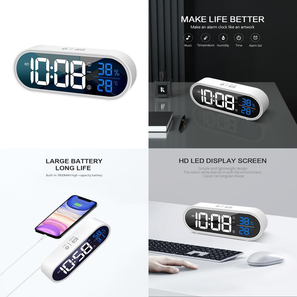 Modern Minimalist Led Digital Alarm Clock With Lighted Mirror For Home Office Desk Decor
