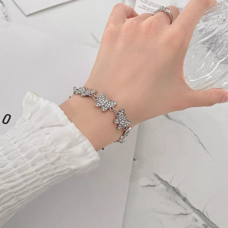 Japanese Korean Rhinestone Butterfly Bracelet: Elegant Fairy-Inspired Design for Women