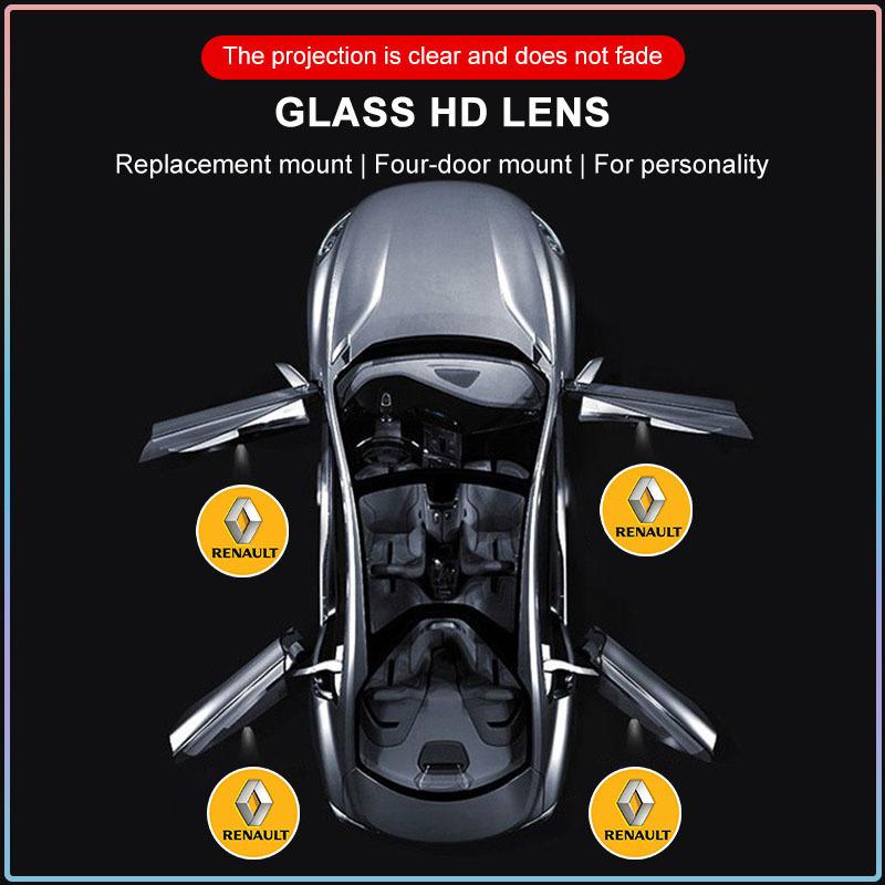 2Pcs LED Car Door Ghost Shadow Projector Light Wireless Auto Welcome Logo Lamp for Renault Dacia DUSTER Megane 2 3 Clio 4 Captur Kadjar Fluence