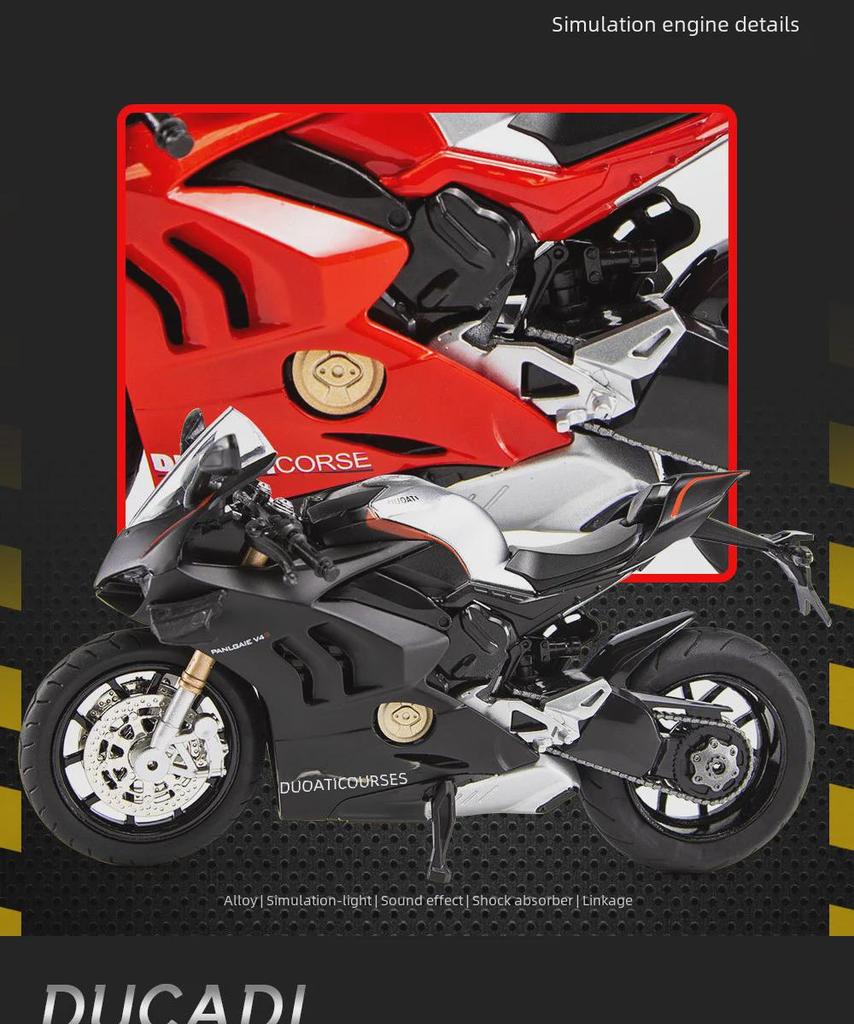 1:12 Alloy Motorcycle Model with Sound - Smooth Running Children's Toy and Ornament