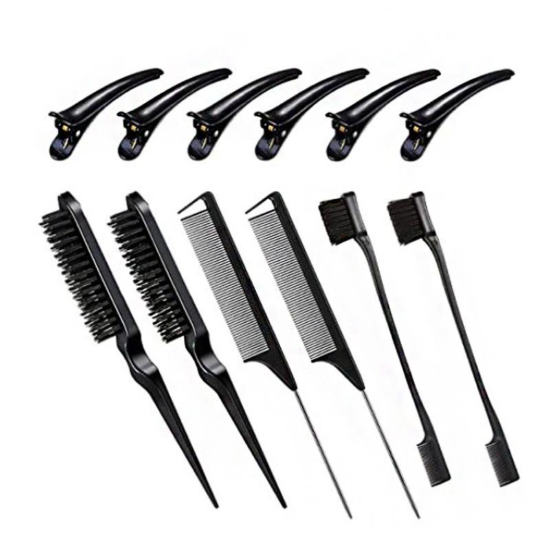 3/12Pcs Double Sided Hair Edge Brush Set Hair Styling Comb Control Brush Accessories Hairline Brush Comb Styling Partition Comb