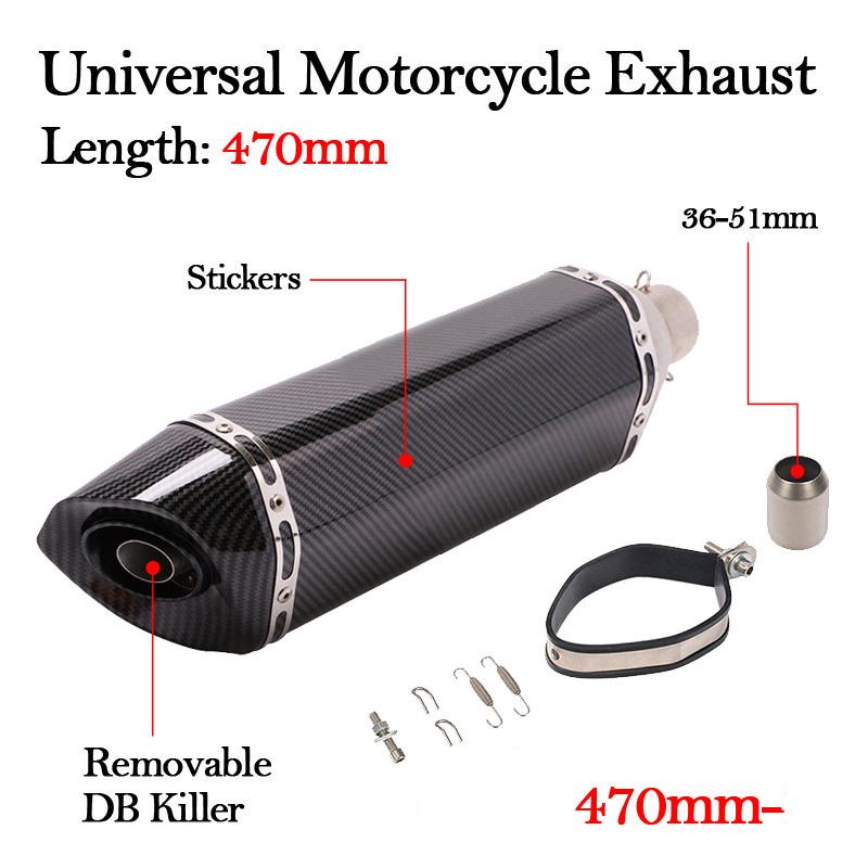 Motorcross Exhaust Universal Motorcycle Muffler 470mm 570mm Length Modified DB Killer Escape Moto Pipe For MT07 ER6N Z800 ZX10R