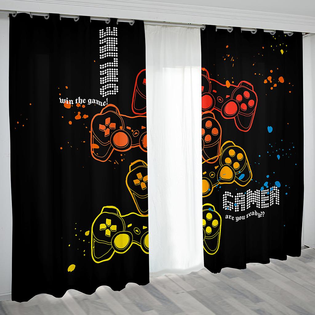 Cartoon Game Switch Controller Window Curtains Blinds For Living Room Kid's Bedroom Bathroom Kicthen Office Door Home Decor2Pcs