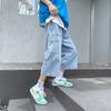 Übergroße Herren Sommer Streetwear Y2K Kleidung Retro Denim Baggy Jeans Trend elastische Taille gerade abgeschnittene Hose Shorts für Männer Jogginghose