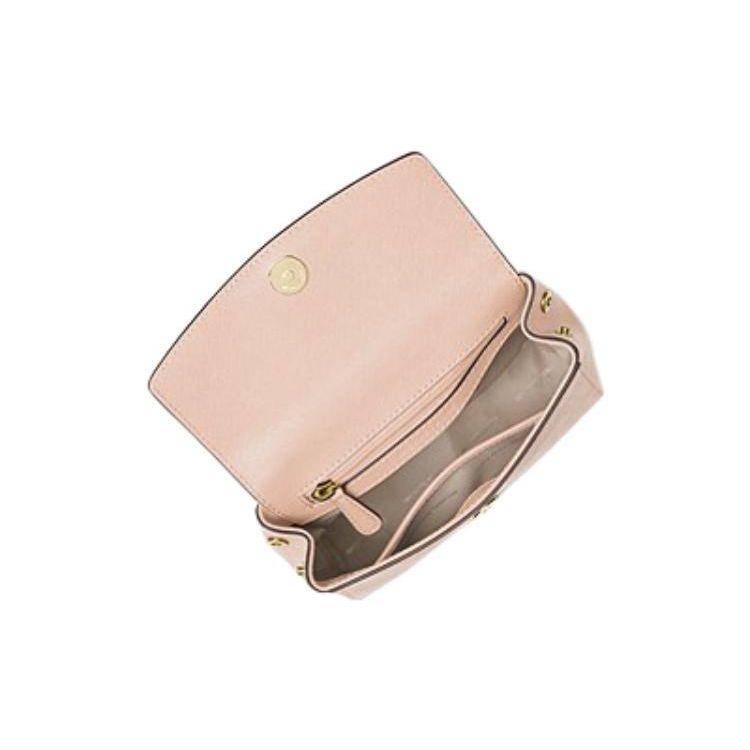Michael Kors Mk Ava Vintage Couleur Unie Rabat Polyvalent Sac à Main en Cuir avec Pendentif Logo pour Trajet Quotidien Sac Bandoulière Mini 32F5GAVC1L-SOFT-PINK