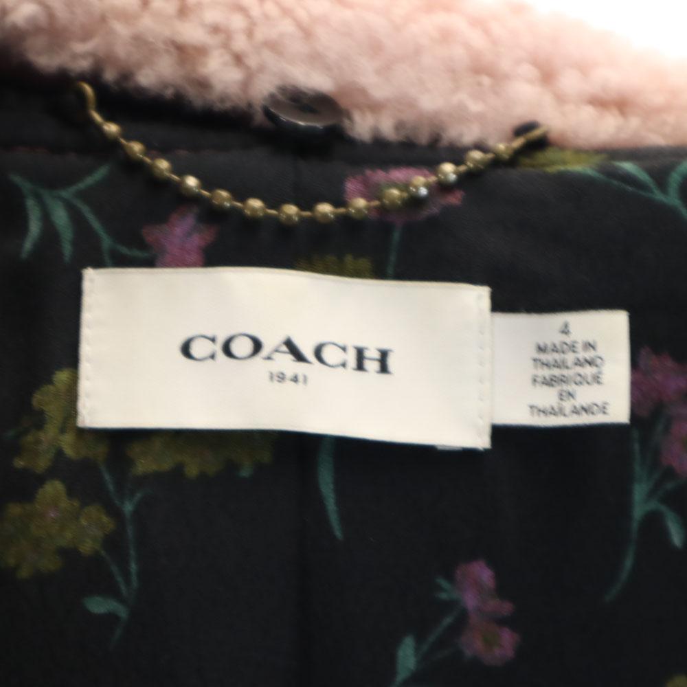 COACH With fur Nylon jacket 4 wine-red MA-1 bomber jacket Women Used