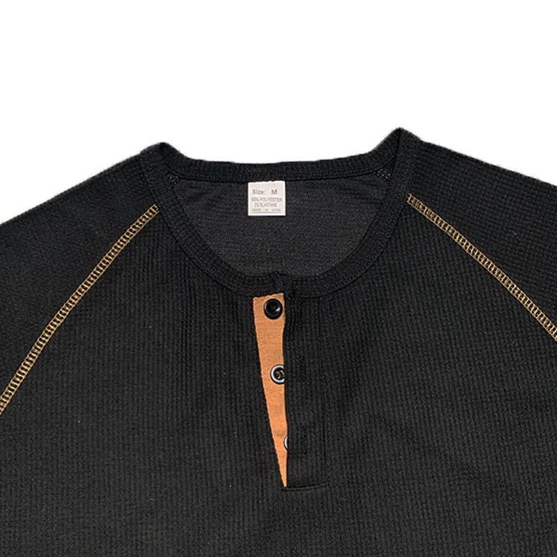 Mens Casual Summer Waffle Raglan Short Sleeve Henley T Shirt