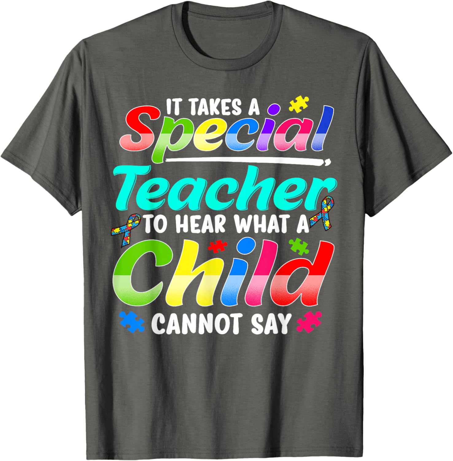 It Takes A Special Teacher Autism Awareness Graphic Tee Comfortable Cotton Short Sleeve T-Shirt for Educators S