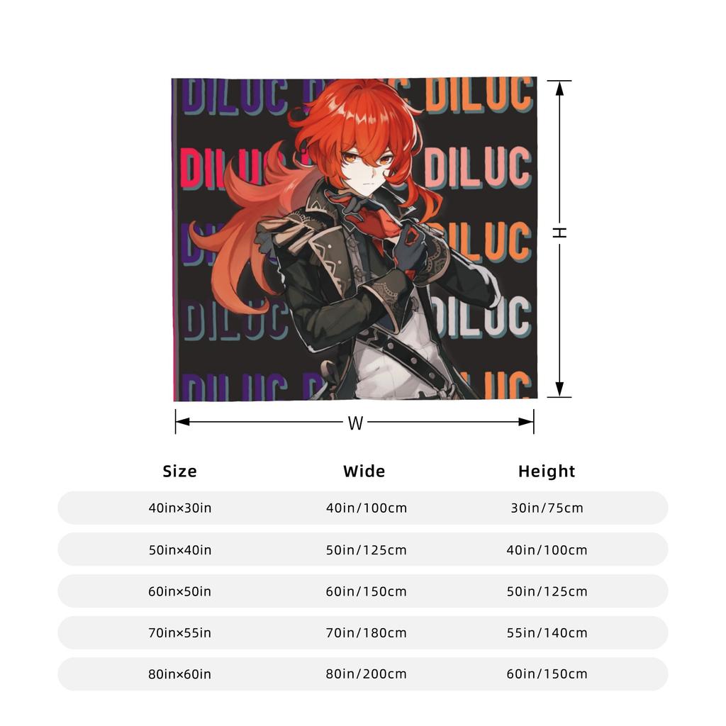 Diluc Genshin Impact Game Blanket Flannel Spring Autumn Multi-function Super Soft Throw Blanket for Home Car Plush Thin Quilt